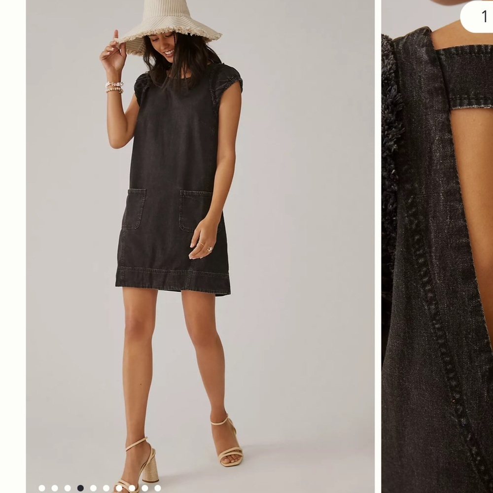 Pilcro Black Washed Denim Mini Dress